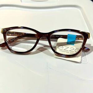 Foster Grant NWT EZ2C Readers Brown Gold trim. 2.00 mag. EG20